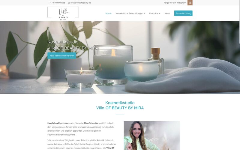 Vorschau der Website von Kosmetikstudio Villa of Beauty