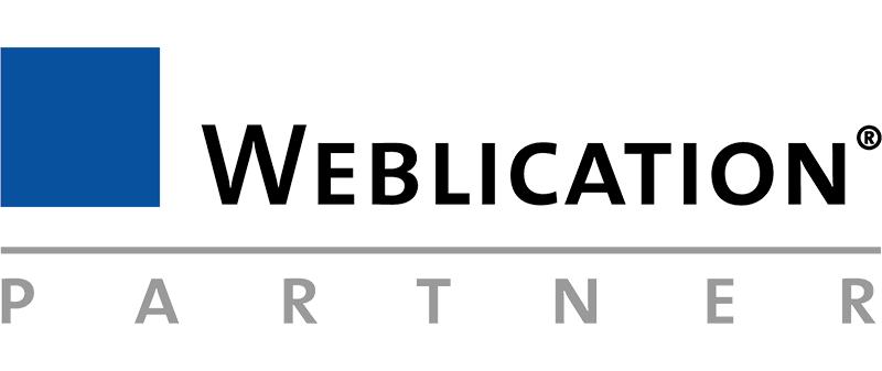 Weblication Logo: Offizieller Partner für barrierefreie CMS-Lösungen